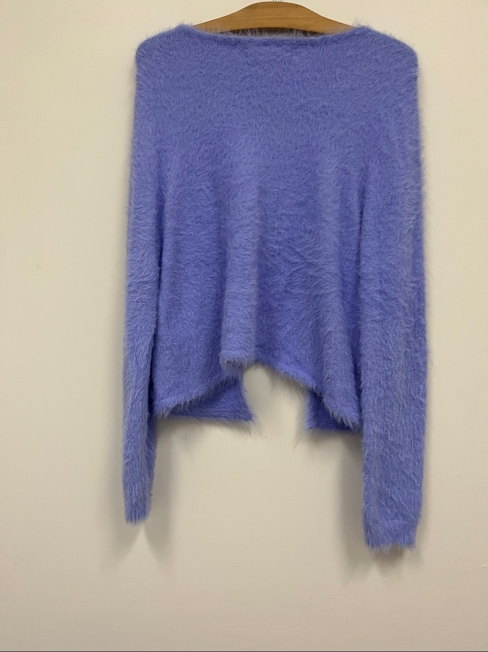 Flat White Cozy Tie-Front Fuzzy Cardigan in Lilac size S - Picture 3 of 6